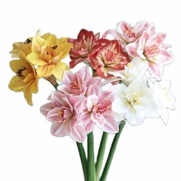 Eén echte touch Barbadoslily Flower Branch Artificial Pu hippeastrum vittatum stengel voor bruiloft centerpieces bloemen arrangement