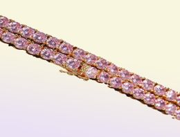 Chaîne de Tennis en Zircon rose à une rangée pour femmes et filles, collier en diamant rose, bijoux Hip Hop à la mode, cadeau 9356282