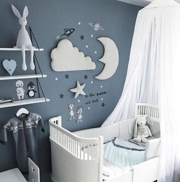 Un ensemble Ins Style Lune Nuage Étoile Enfants Jouer Tente Décoration Tente Props Bébé Lit Chambre Suspendus Décor Stickers Muraux Blanc Gris Y200102