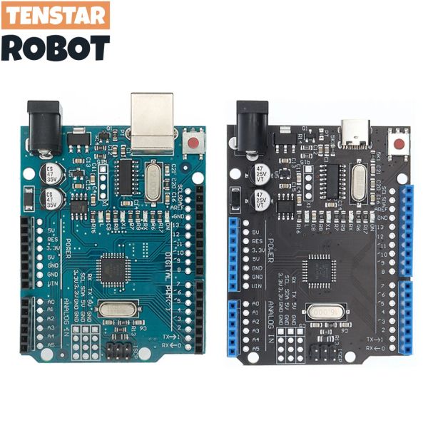 Un conjunto nuevo Robot Tenstar UNO R3 ATMEGA328P/CH340G CHIP 16MHz para Arduino Uno R3