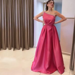 Une épaule une ligne drapée robes de bal perle sangle Satin formelle soirée robe de soirée col à paillettes vestido de fiesta