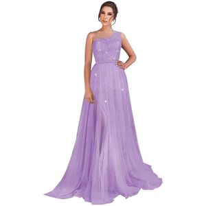 Eén schouder prom jurk pailletten formele jurken voor vrouwen sprankelende avondjurken tule ball jurk prom amz