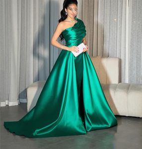 Vestido de noche de la vaina de un hombro Long Satin Fily Party Gown con tren