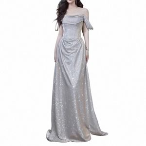 One-Shoulder Simple Evening Dr 2024 Nieuw slanke taille temperament dres prom vestidos Fairy luxe trompet trouwfeest gewaad c61y#