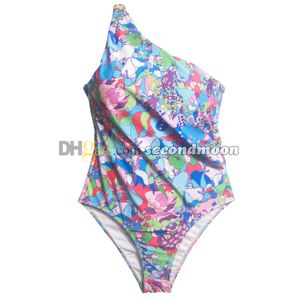 Une épaule maillots de bain femmes fleur imprimé maillot de bain concepteur sexy maillot de bain printemps chaud maillots de bain