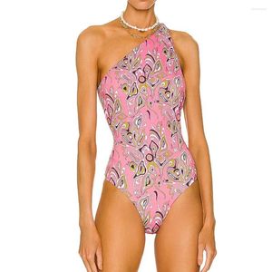 One Shoulder Women Swimwear Backless 2024 Floral Print Piece Outfits Sexy / Style Bathing Suits Fashion Sarong