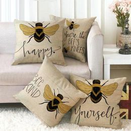 One Side Print Cushion Cover Pillow Covers for Home Sofa Seat Throw Cute Vintage Decoration 45X45cm Bee Insect92523792732903