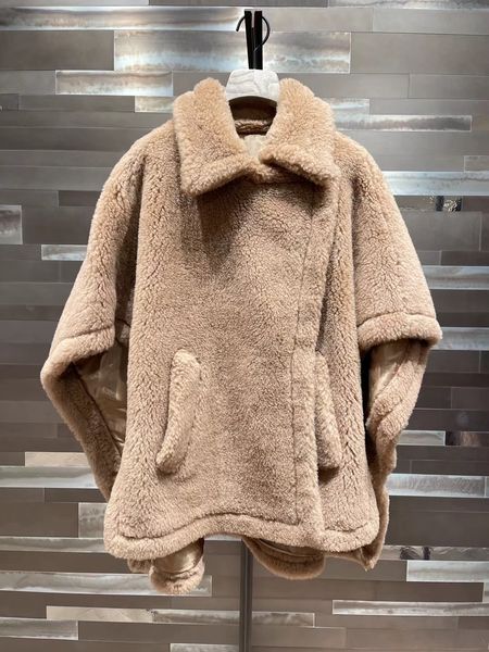 Manteau en fourrure de mouton véritable pour femme, taille unique, manteau ample et court de styliste, manteau chaud d'hiver, 10550