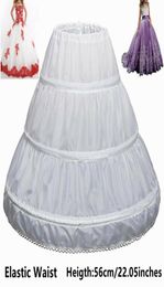 Taille unique blanc enfants jupon ALine 3 cerceaux une couche enfants Crinoline dentelle garniture fleur fille robe sous-jupe taille élastique 1734879