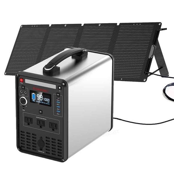 Generador Solar todo en uno, 12V, 1000W, 896wh, con salida de CA, USB, 110V, 220V, carga CC, respaldo de emergencia para el hogar