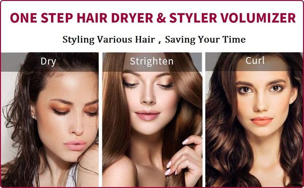 One Step Sèche-cheveux Volumizer 3 en 1 Brosse Sèche-cheveux Styler pour Rotation Lissage Curling Négatif Ion Céramique Sèche-cheveux chaud 2021