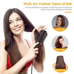 Eenstap Haardroger Volumizer Salon Hot Air Paddle Styling Borstel Negatieve Ion Generator Hair Stijltang Curler66