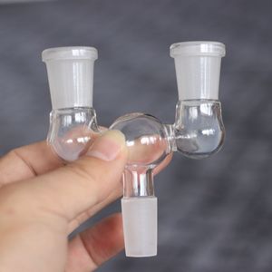 Een draai twee Glas Drop Down Dropdown dubbele kom adapter Waterpijpen 14mm 18mm man-vrouw voor Bong waterleidingen