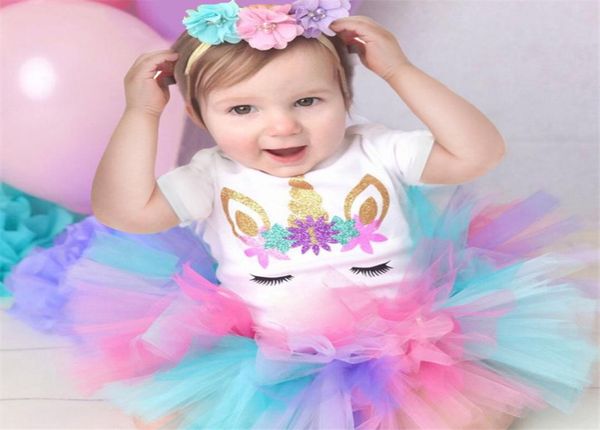 Vestido de niña de un año, Vestido de tutú para fiesta de unicornio, ropa para niños pequeños, trajes de primer cumpleaños para bebé, Vestido Infantil2715724
