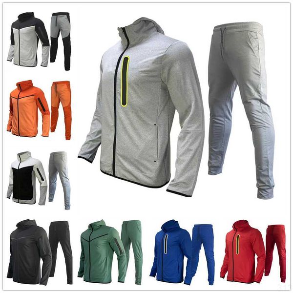 Une fermeture éclair épaisse hommes vêtements de sport tech survêtement polaire jogger pantalon serré sweat sportwear camo survêtements cordon de serrage en vrac I9OS