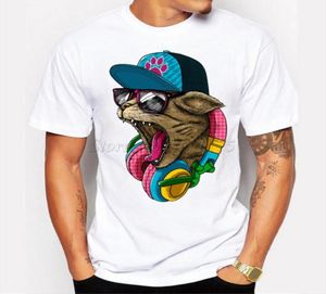 Oneck Nieuwe Mannen 039S Fashion Crazy Dj Cat Ontwerp T-shirt Cool Tops Korte Mouw Hipster Tees Casual Polyester trend4224981