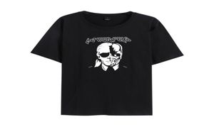 Chemises oneck tops tops t-shirts mode nouveau squelette t-shirt imprimé en noir zombie crâne punk rock chemises coton femmes Tre4182168