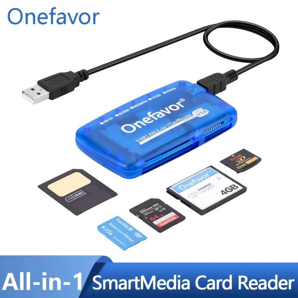 Onefavor Intelligent Multi-Fonctional Card Reader Portable USB 2.0 All in One Cardreader pour CF SM SD XD MMC Memory Stick