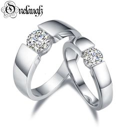 Onelaugh 1ct paar Ring Women Men 925 Sterling Sliver D VVS1 Wedding Engagement Solitaire Diamond 240401