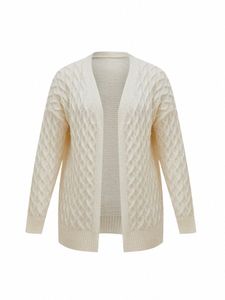 Onelink Gamuza Lana Beige Cable Blanco Trenza Punto Plus Tamaño Mujeres Open Cardigan Suéter Oversize L-3XL Ropa Otoño Invierno 2022 X5qm #