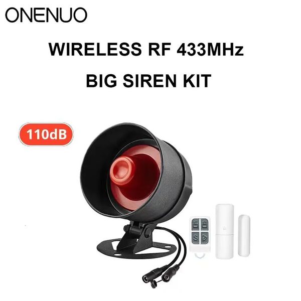 ONENUO 433 MHz système d'alarme de sirène RF sans fil 110 dB sirène extérieure intérieure klaxon sirène haut-parleur pour la sécurité anti-cambriolage à la maison 240219