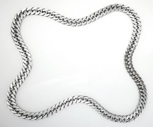 Onepiece pas de boucle Tone Silver en acier inoxydable Collier de chaîne polie9037980