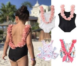 Une piezas Vacasión de niñas Vacasión de la playa Swimsuits para niños Summer One Piece Impreso