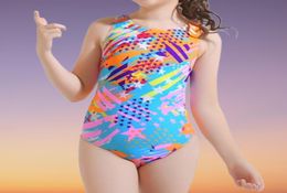 Onepieces Kids Girls Leotard Swimsuit Summer Onepiece Swimwear Backless Gedrukte Beachwear Toddler Princess Bikini3464385