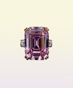 Onerain Classic 100 925 Sterling Silver Emerald Cut Topaz Citrine Sapphire Gemstone Commement Pareja Rings Joyería entera V1912027408621