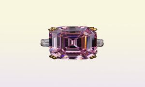 Onerain Classic 100 925 Sterling Silver Emerald Cut Topaz Citrine Sapphire Gemstone Compromiso Pareja Anillos Joyas enteras V1912029001200