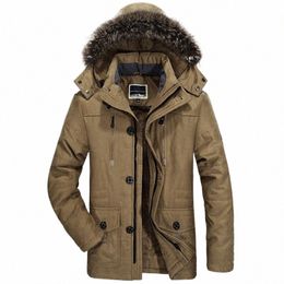Onestand Veste d'hiver pour hommes, plus la taille Cott rembourré chaud Parka manteau décontracté fausse fourrure à capuche polaire Lg veste masculine coupe-vent X8cr #