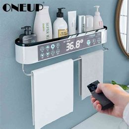 Estante de baño ONEUP, estantes de ducha cosméticos para champú montados en la pared, toallero, almacenamiento de cocina, accesorios de baño 210904