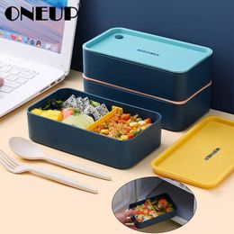 Unup lekvrije lunchbox voor studentenkinderen Japans-stijl Bento Box met verwijderbare bezel microgolfverwarming voedselcontainer 210925