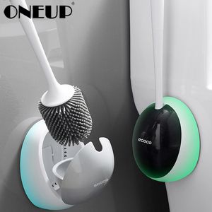 ONEUP brosse de toilette en Silicone nettoyage mural avec Base outils vidables ensembles d'accessoires de salle de bain ménagers 220511