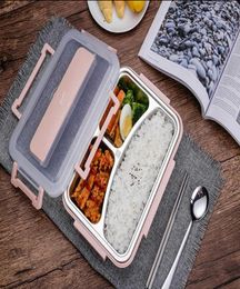 ONEUP roestvrijstalen lunchbox Ecovriendelijk tarwestro Voedselcontainer met bestek Bento Box met compartimenten Magnetronbestendig SH192546489