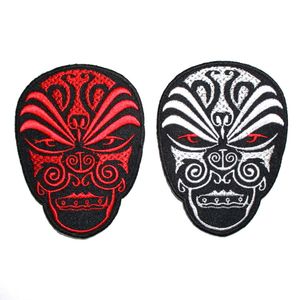 Oni kabuki japones fantasma diablo noh hannya máscara emblema bordado de bordado en o coser parche 2.75*3.5 pulgadas envío gratis
