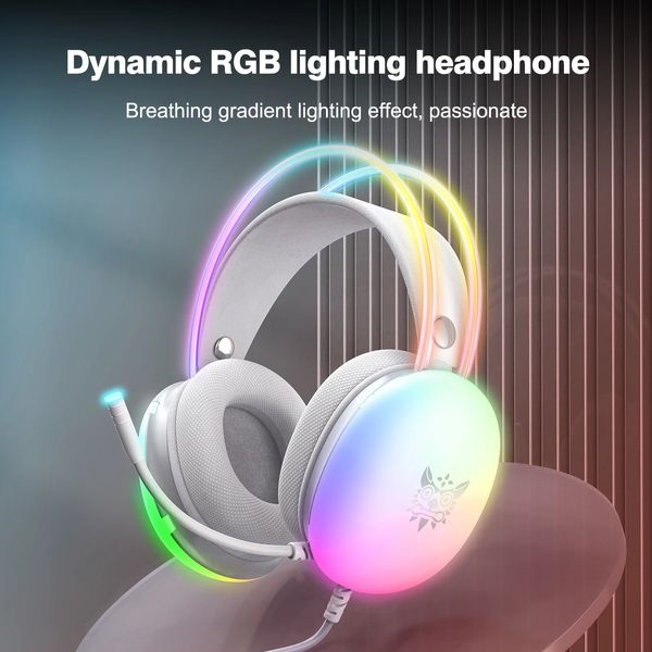 ONIKUMA Auriculares con luz LED RGB COMPLETA Auriculares para juegos Auriculares para computadora para PC Gamer KOL 240314