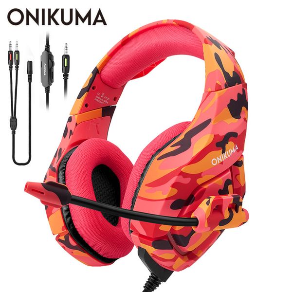 ONIKUMA K1B PS4 auriculares para juegos de camuflaje con micrófono estéreo con cancelación de ruido auriculares para juegos para PC teléfono móvil Xbox One portátil