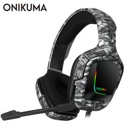 Onikuma K20 Wired Game Hoofdtelefoons met Microfoon RGB Light Gaming Headsets Noise Annuleren Oortelefoons voor PS4 XBOX One Headset Gamer