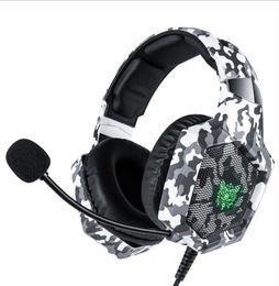 ONIKUMA K8 PS4 casque Camouflage casque filaire PC Gamer stéréo casque de jeu avec Microphone LED lumières pour XBox OneLaptop1723684