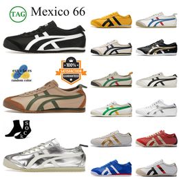 Onitsukass Tiger Mexico 66 designer casual schoenen dames heren outdoor mantel groen crème koriander groen zilver off geel beige sneakers mode slip-on loafers sport