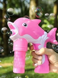 Online beroemdheid Volledig automatische bellen blazende water elektrische bellen blazende machine kinderen speelgoed dolfijn machinegeweer 240402