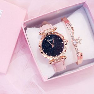 Reloj de pulsera para mujer, Tiktok, cielo estrellado, resistente al agua, nueva tendencia coreana, informal, Simple, para estudiantes, celebridad en línea, 2023