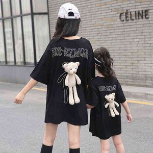 Online ouder-kind Nieuwe lange afneembare teddybeer T-shirt AA220326