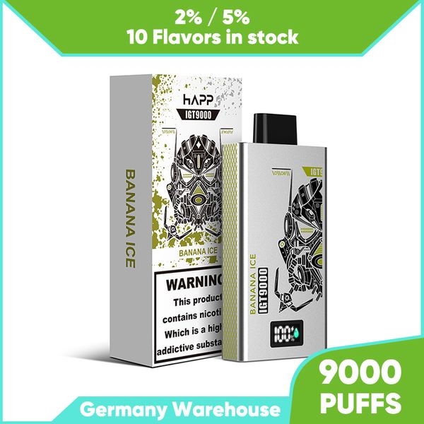 Vente en ligne 9000Puffs Vape jetables 9K Puffs 14ml Pod Vapers 2% 5% Nic Salt Meilleur goût Vape Juice Cigarette électrique