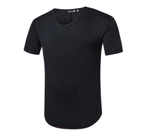 Compras en línea Solid Black Color T Shirt Men 2017 V Neck Mxxl Últimos diseños de camisetas para hombres5510090
