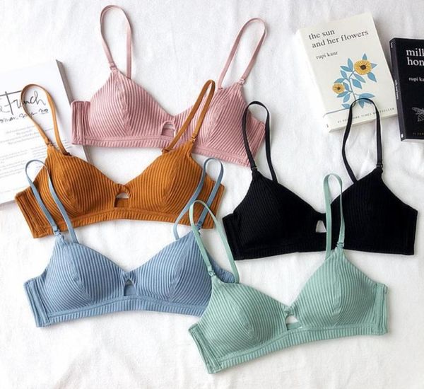 Seulement un soutien-gorge 5 couleurs coton petite tasse soutiens-gorge avec coussinet femmes vêtements de nuit sexy Bralette mince fil confort soutien-gorge pour filles 72289934107165