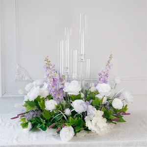 ne peut utiliser qu'une bougie LED) Fournisseur de mariage sur mesure vase à fleurs en acrylique cristal grand vase trompette de fleur pièce maîtresse florale pour la décoration de table de fête d'événement