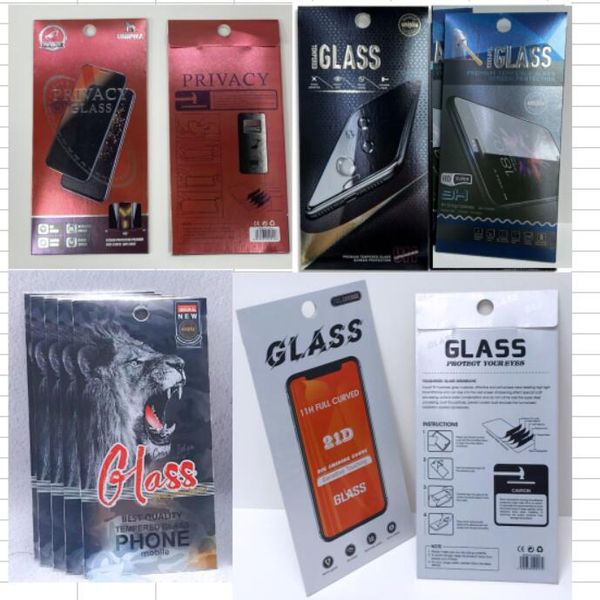 Solo paquete de venta al por menor vacío Embalaje de bolsa de papel para protector de pantalla de vidrio templado iphone 14 Pro Max Plus Samsung Note 10 Universal