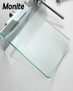 Alleen glazen bord wand gemonteerd waterval glazen tuit badkamer badkuip kraan spray15393035